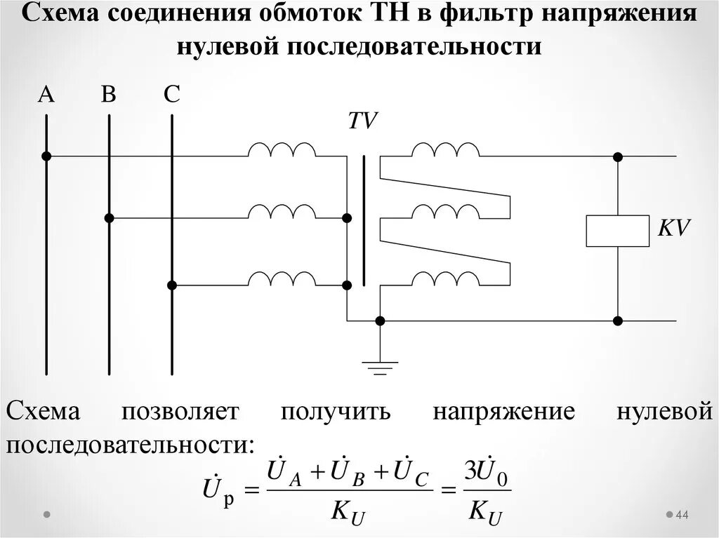 Схемы соединения и подключения. Фильтр напряжения нулевой последовательности. Трансформатор нулевой последовательности схема подключения. Фильтр тока нулевой последовательности схема. Схема фильтра нулевой последовательности.