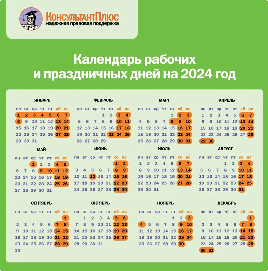 Количество рабочих дней в июне 2024