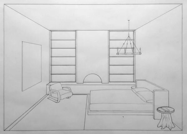 Perspective drawing, Dream house drawing, Perspective room