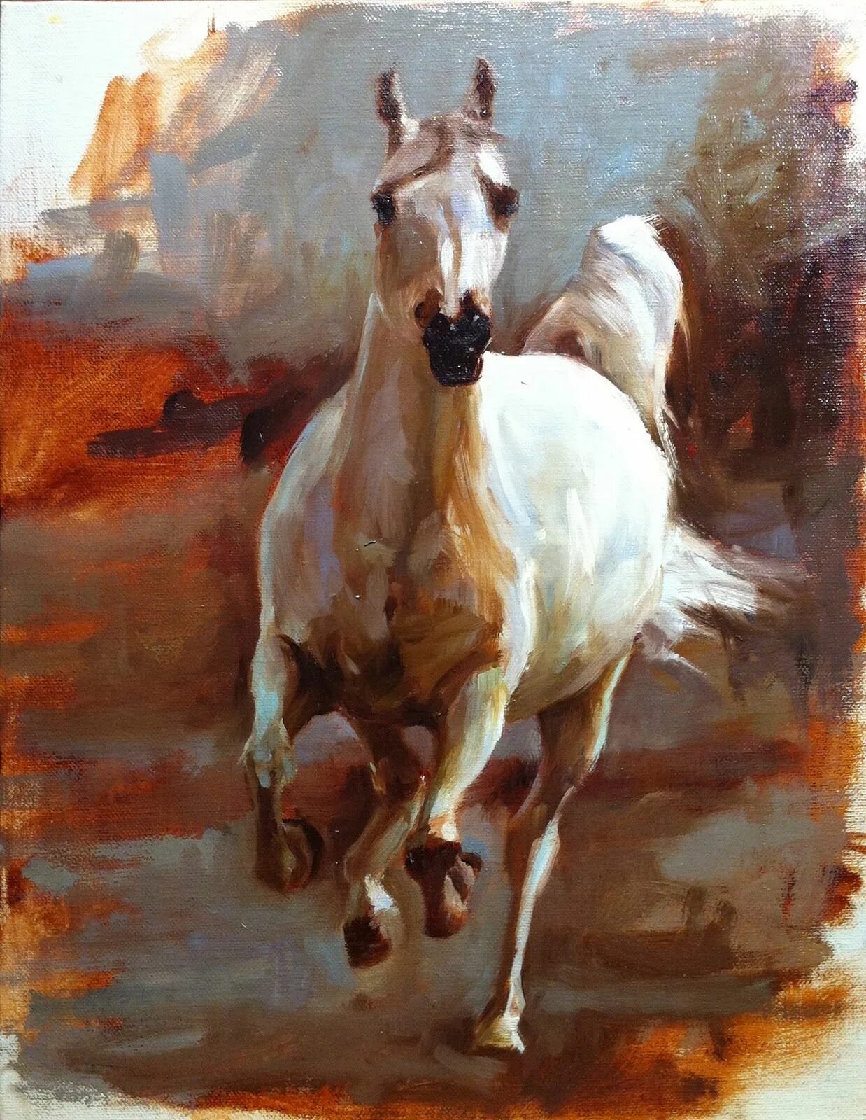 Картина лошадка. Картина "лошади белая и Вороная" Автор. Лошади в живописи.