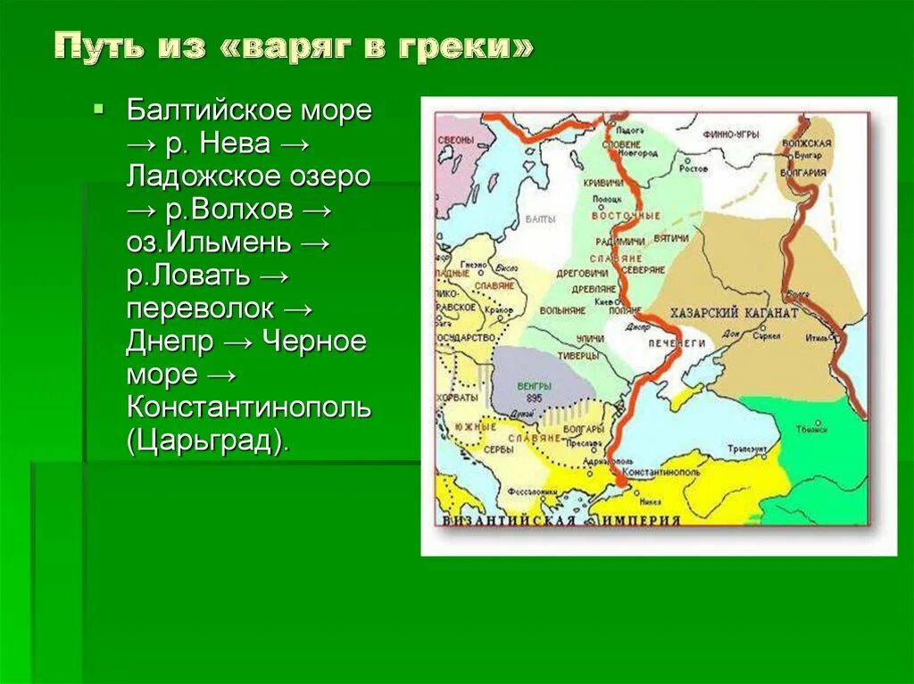 Торговый маршрут из варяг в греки. Путь из варяг в греки на карте. путь из варяг в греки на карте древней руси. путь из варяг в греки на карте ловать. волжский торговый путь в древней руси.