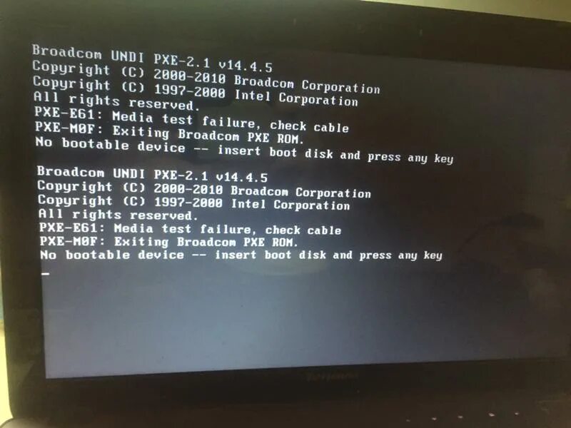 Insert Boot Disk and Press any Key. Ошибка Insert Boot Disk and Press any Key. PXE Boot. Exiting PXE ROM на ноутбуке. No bootable system