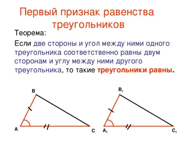 Рисунок 1 признака равенства треугольников