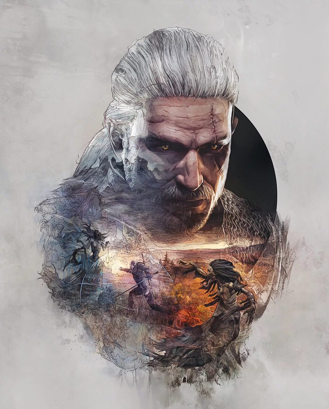 Ведьмак арты. The witcher 3 wild hunt art. геральт картина ведьмак 3. the witcher 3 wild hunt арт. геральт в дикой охоте арт.