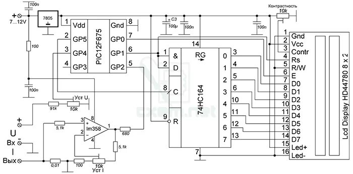 5 12 f. Ампервольтметр + 12f675 + LCD. Схема китайского ампервольтметра 100в 10а. Микросхема lm321. Схема вольтметра на микроконтроллере.