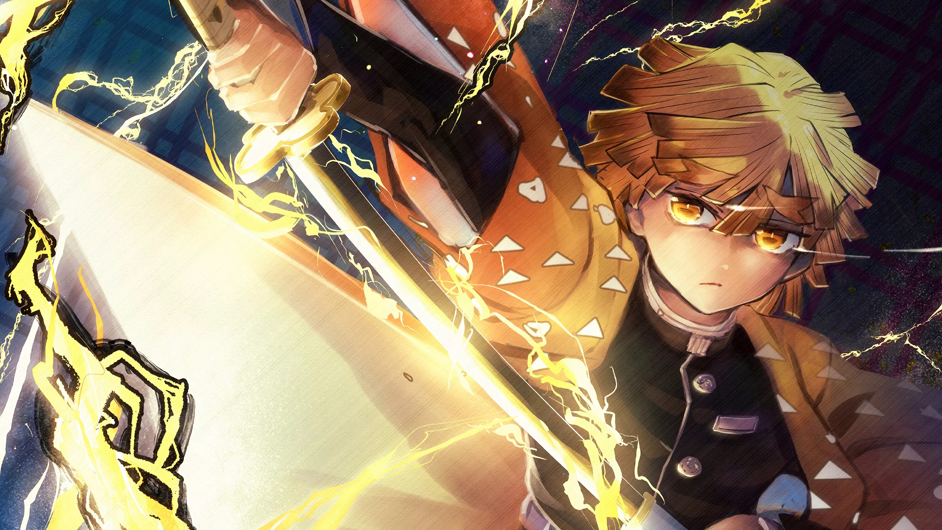 Зеницу клинок рассекающий. Demon slayer зеницу агацума. zenitsu agatsuma. demon slayer kimetsu no yaiba.