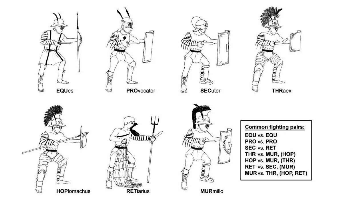 Название гладиаторов. Типы гладиаторов в древнем Риме. Гладиаторы древнего Рима разновидности. Вооружение гладиаторов древнего Рима. Гладиатор древнего Рима в форме.