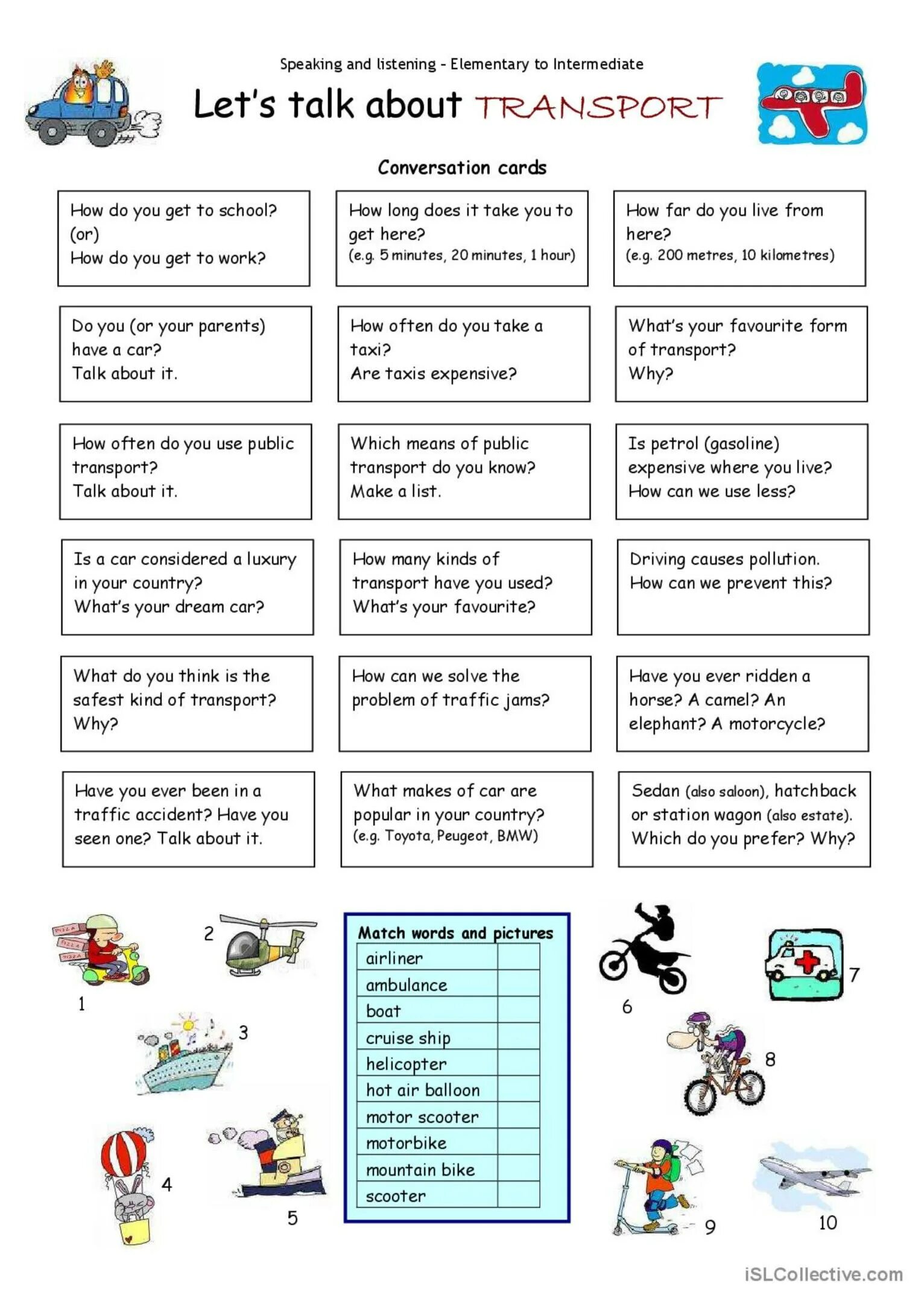 Speaking Cards английскому языку. Let's talk about transport/ ответы. Английский speaking Worksheet. Speaking activities Cards. Lets talk about chu