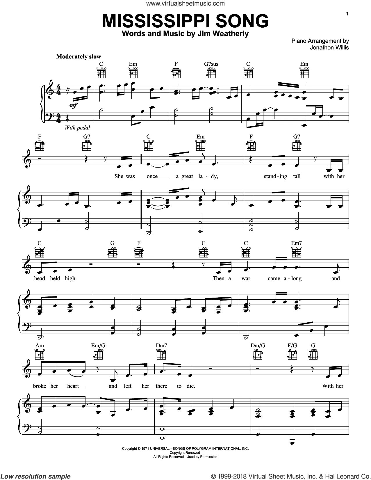 Song sheet. Песня про Миссисипи текст.