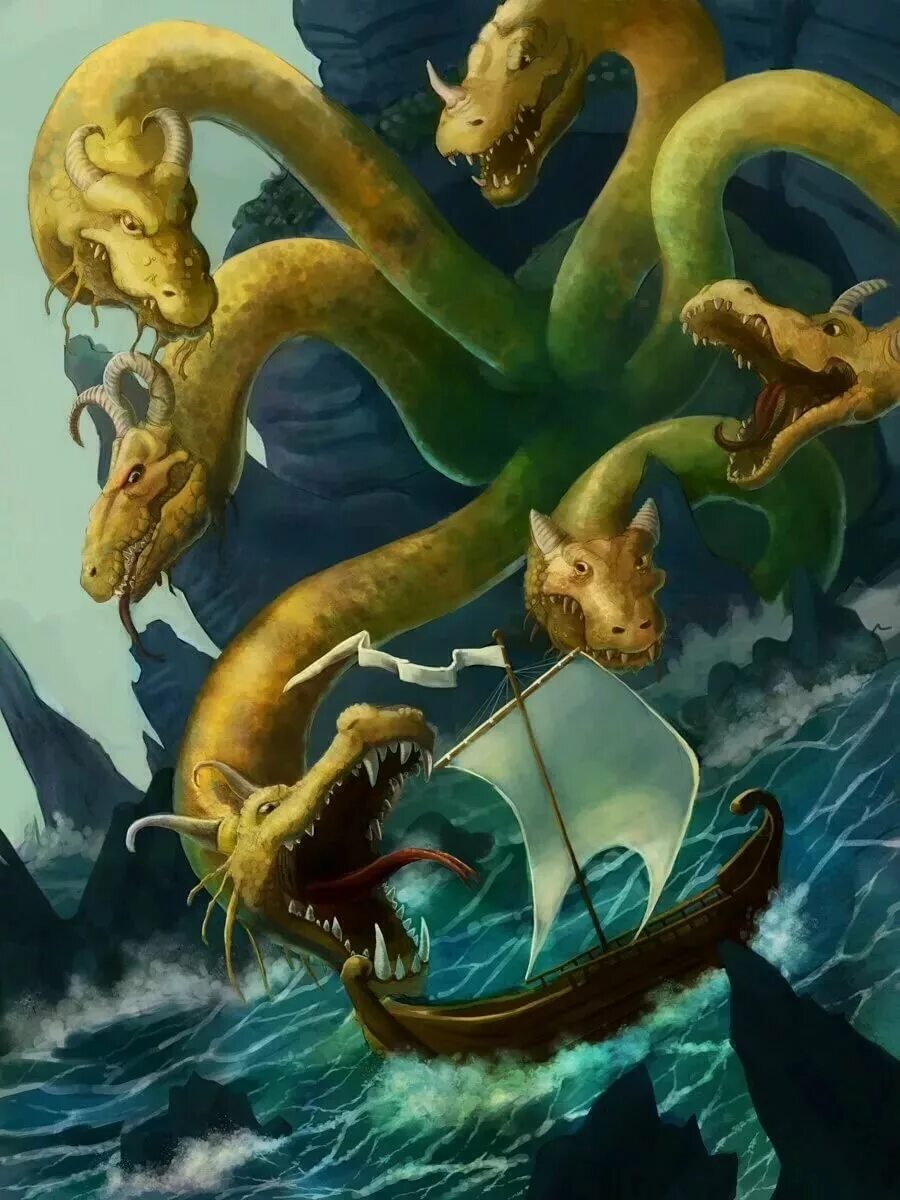 Лернейская гидра. Лернейская гидра. Харибда мифология. Сила и харибда. Морское чудовище с 6 головами.