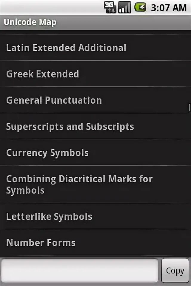Unicode map