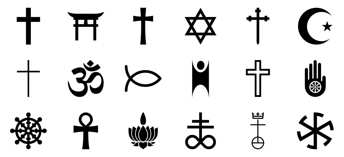 Известные символы. Знаки религий. Религиозные символы. Символы разных вероисповеданий. Символика различных религий.