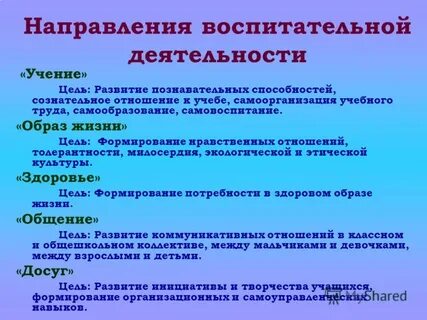 Цели воспитания развитие познавательной деятельности