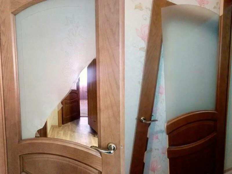 Разбитое стекло в межкомнатной двери. Замена стекла в межкомнатной двери. Замена стекла для межкомнатных дверей. Замена стекла для межкомнатных дверей. Заменить разбитое стекло в межкомнатной двери.