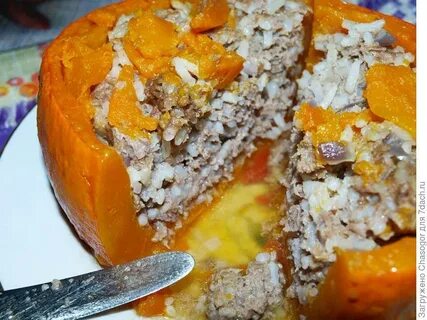 Запеченная тыква в духовке целиком с рисом