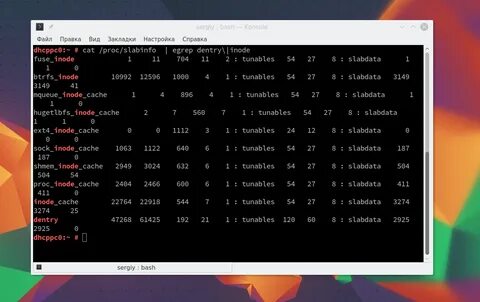 Linux занятое место