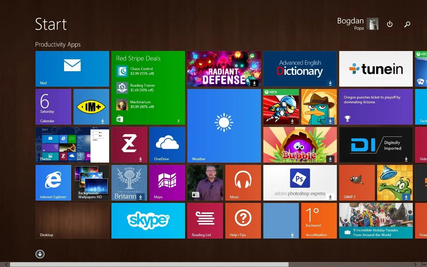 Startup screen