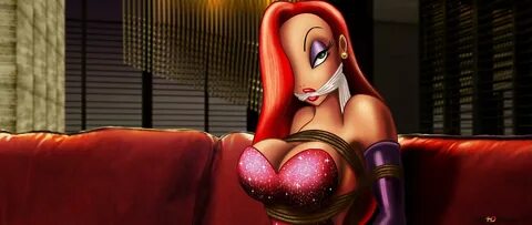 21:9 2560x1080 Jessica Rabbit tied up alone wallpaper download.