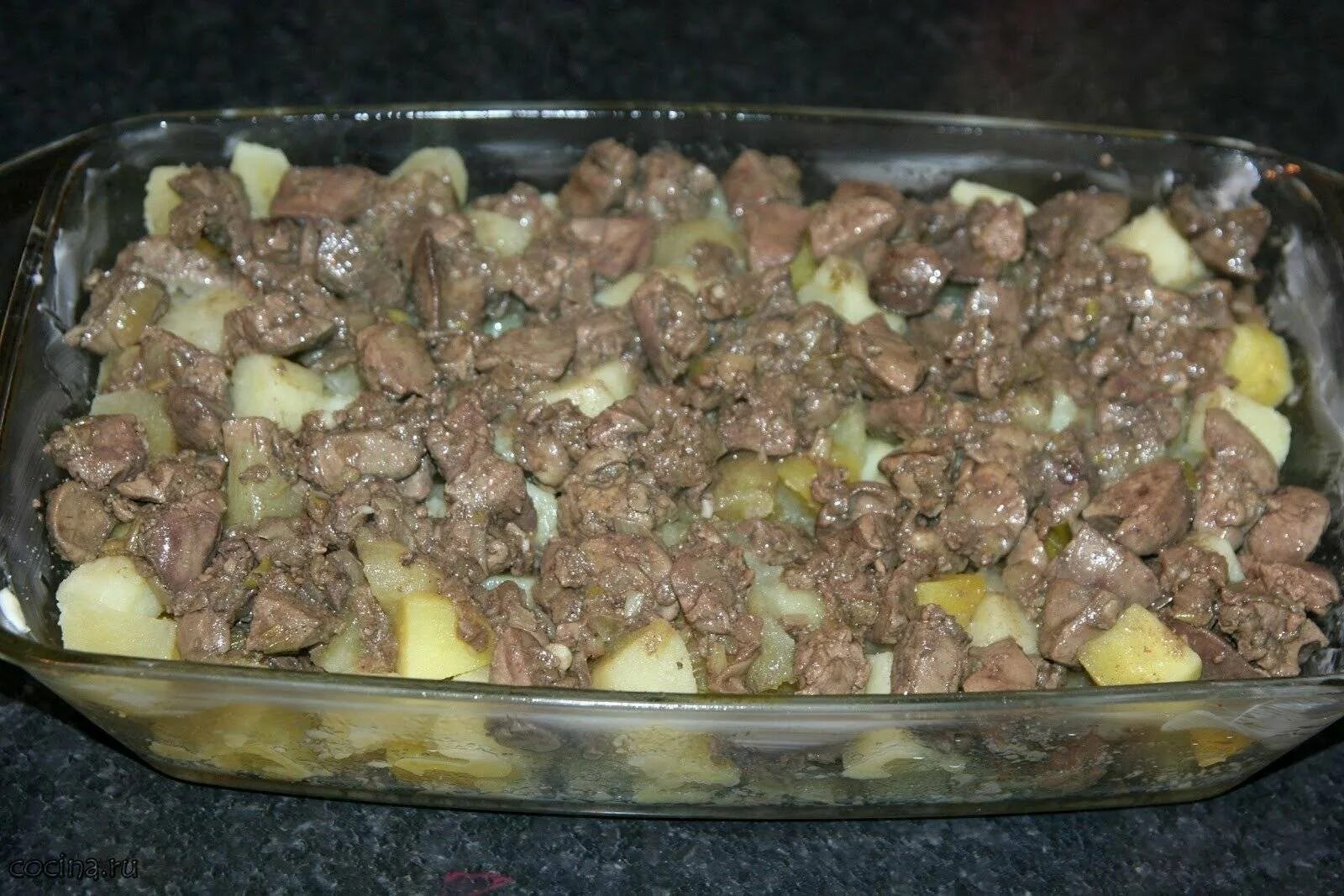 Печень с картошкой в духовке рецепт