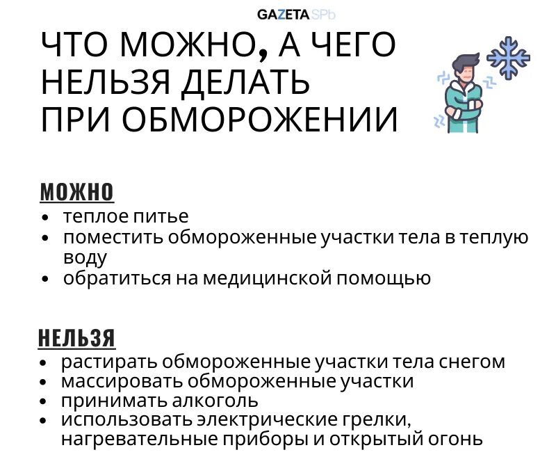 Что запрещается делать пострадавшему при обморожениях