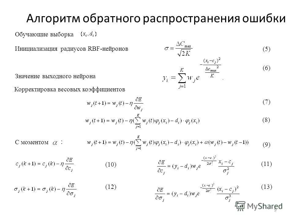 Алгоритм обратной ошибки. Формула обратного распространения ошибки нейросети. Алгоритм обратного распространения нейронной сети. Алгоритм обратного распространения ошибки формула. Метод обратного распространения ошибки нейронной сети.