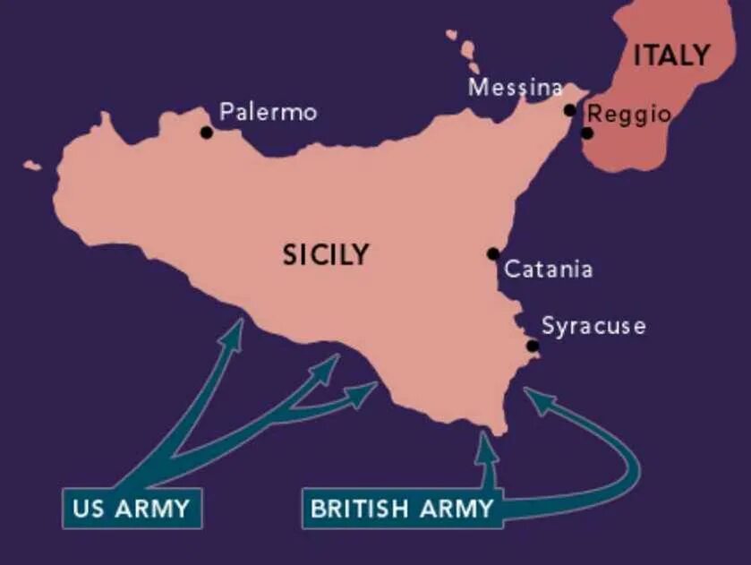 Высадка в сицилии. Высадка в Сицилии 1943 карта. Сицилийская десантная операция 1943. Вторжение на Сицилию 1943. Высадка англо-американских войск в Сицилии карта.