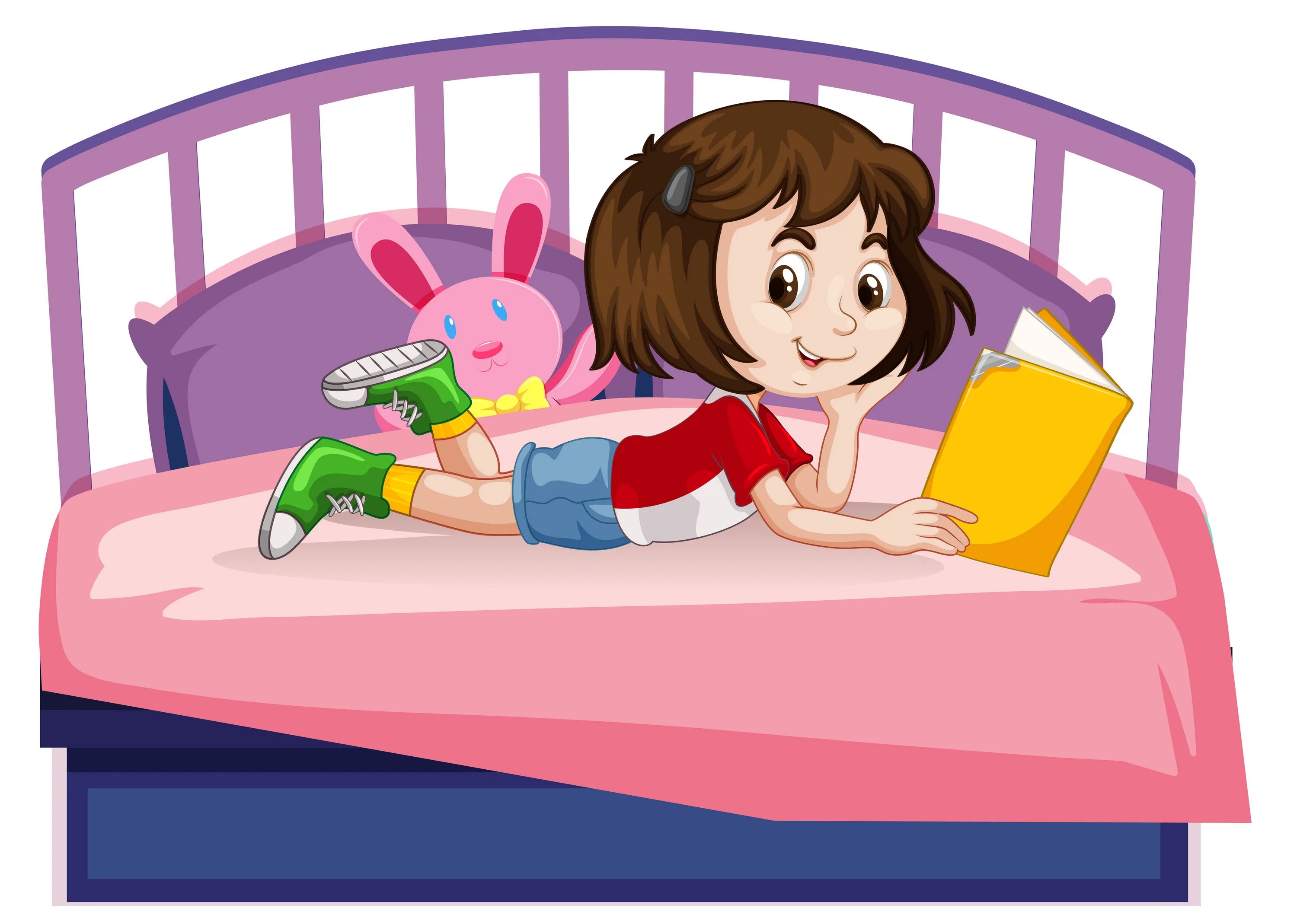 Картинки читаем перед сном. Ребенок лежит на кровати. Кровать рисунок для детей. Чтение перед сном. Картинки девочка лежит для детей.