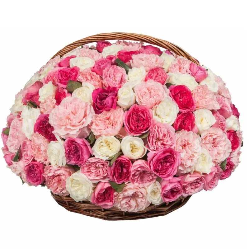 Купить цветы недорого cvbaza. Корзина пионовидных роз. Большие букеты цветов.