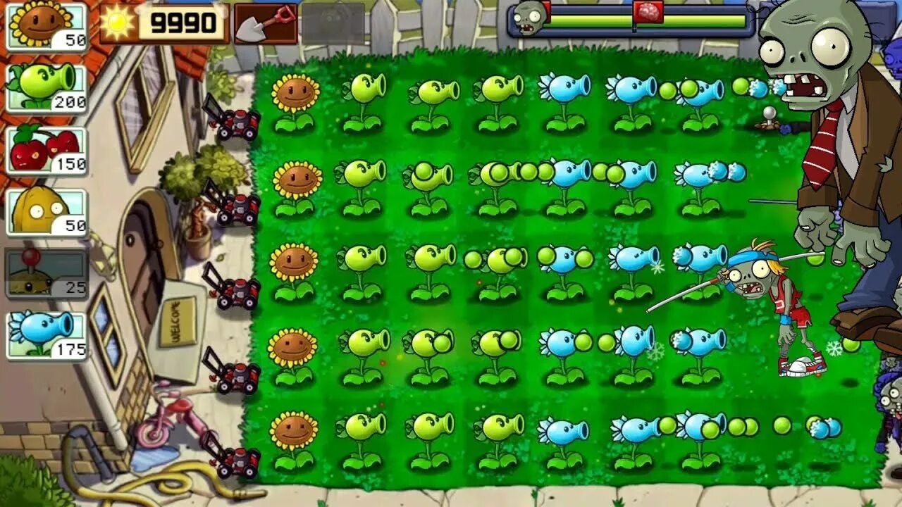 Repeater Plants vs Zombies. ПВЗ 2 Snow Pea. Картинка двора растения против зомби. Горох против зомби