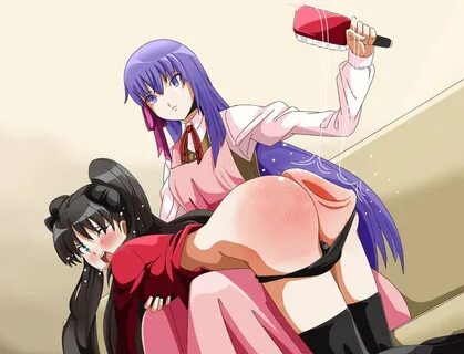 sakura matou, tohsaka rin, fate/stay night, barkyhito, black hair, black le...
