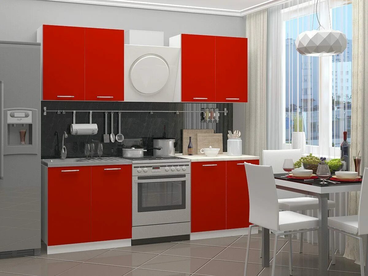 Красный кухонный гарнитур. Красные кухни. Кухонные гарнитуры прямые. Кухня 1 22