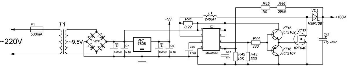Напряжение 14 5 вольт. DC-DC преобразователь 34063. Преобразователь для питания газоразрядных индикаторов схема. Mc34063 повышающий преобразователь 180 вольт. Преобразователь для анодного питания.