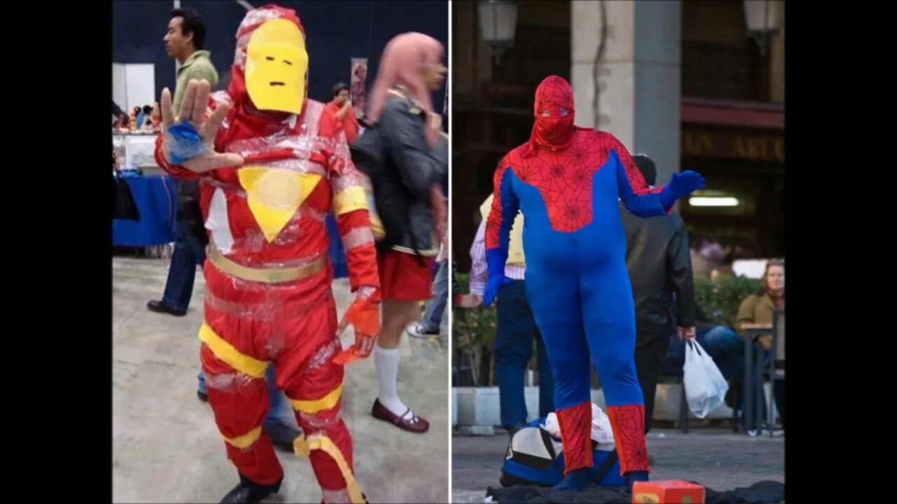 Ужасный косплей. Плохой косплей. Смешные косплеи. Смешной косплей. Красный костюм супергероя.