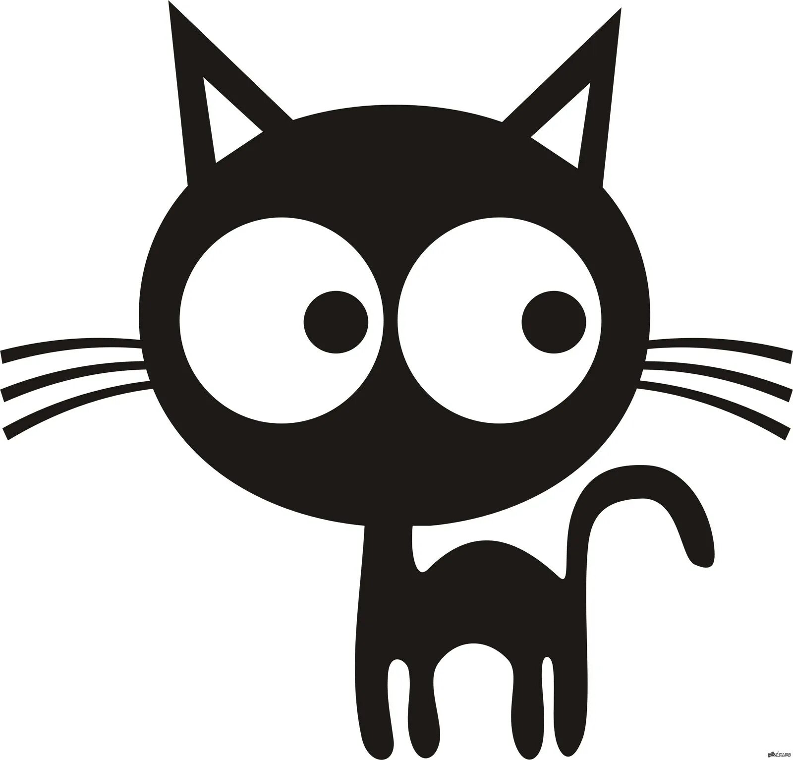 Мультяшный кот. Черный кот мультяшный. Смешные трафареты. Силуэт кота с глазами. Стикеры черный кот
