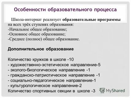 Образовательная программа школы интерната