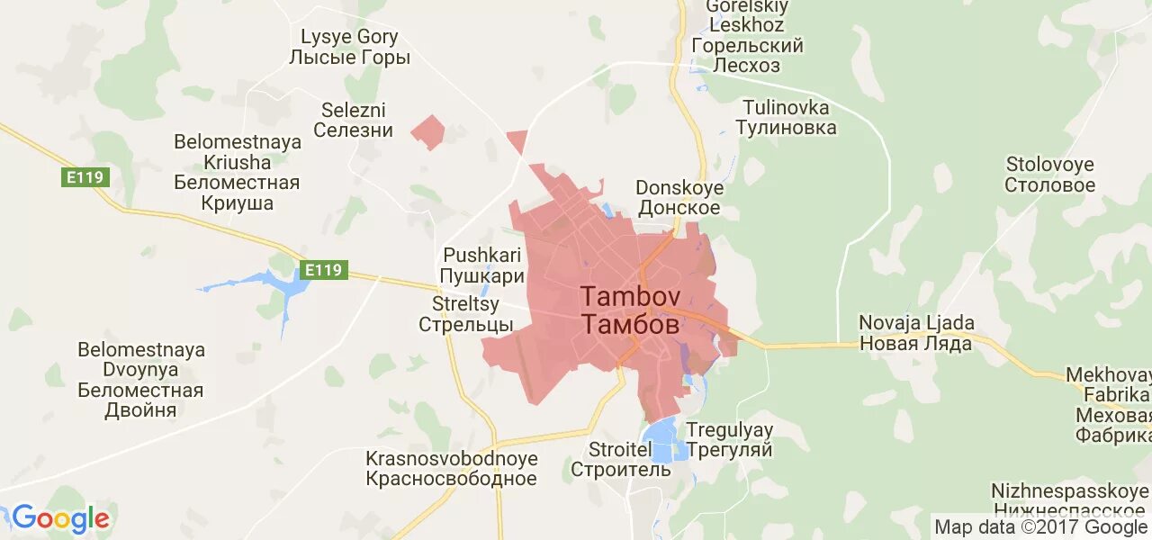 Местоположение тамбова