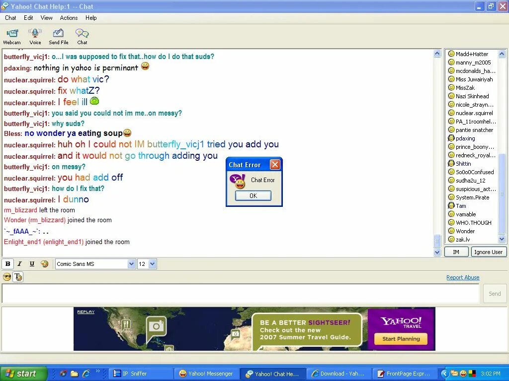 Yahoo chat. Yahoo chat bagira67. Error chat.