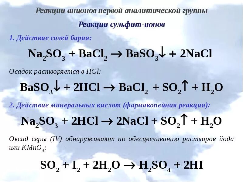 Реакции анионов первой группы. Взаимодействие бария с кислотами. Сульфит калия и соляная кислота. Реакции анионов 1 группы. Сульфид аммония гидроксид кальция