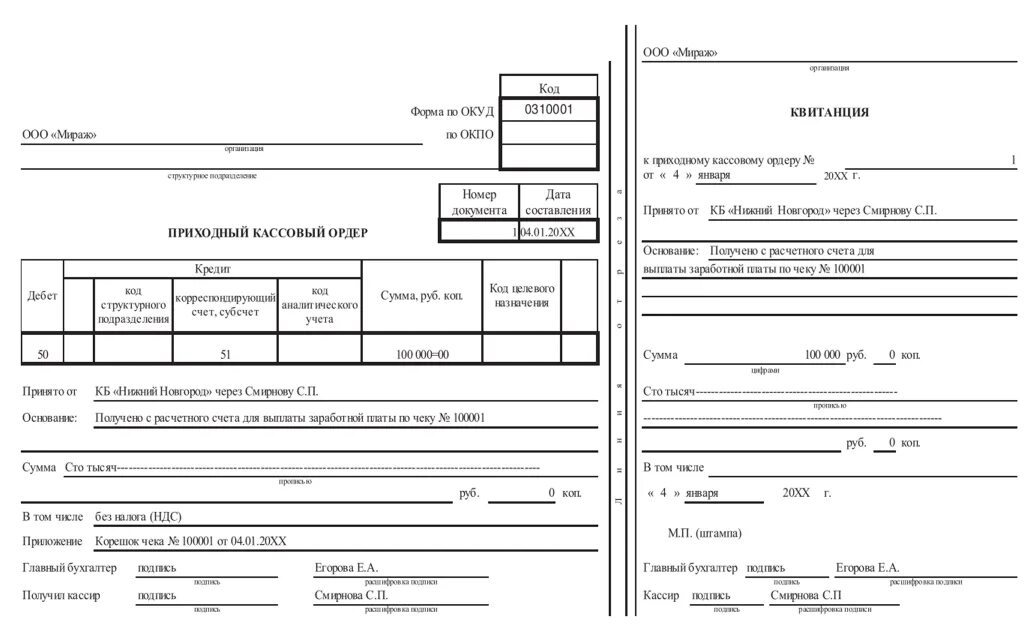 Приходный кассовый ордер выдача заработной платы. Приходный кассовый ордер на получение наличных из банка образец. Поступили деньги в кассу с расчетного счета приходный кассовый ордер. Приходный кассовый ордер расчетный счет.