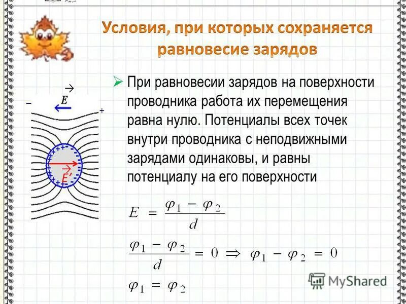 Внутри проводника при равновесии зарядов