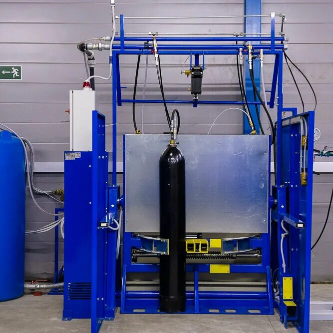 стенд испытания баллонов газовых сиб-300у. стенд испытательный гидравлический для кислородных баллонов сиб-250. опрессовка газовых баллонов. испытание газ баллона метан. освидетельствование газовых баллонов автомобилей пропаном.