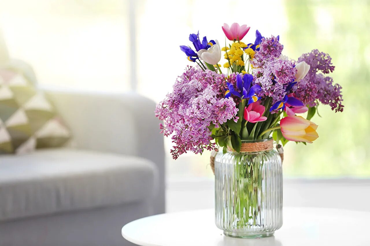There are flowers on the table
