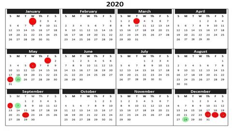 Календарных дней в 2020 году