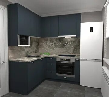 Угловая кухня серых тонов