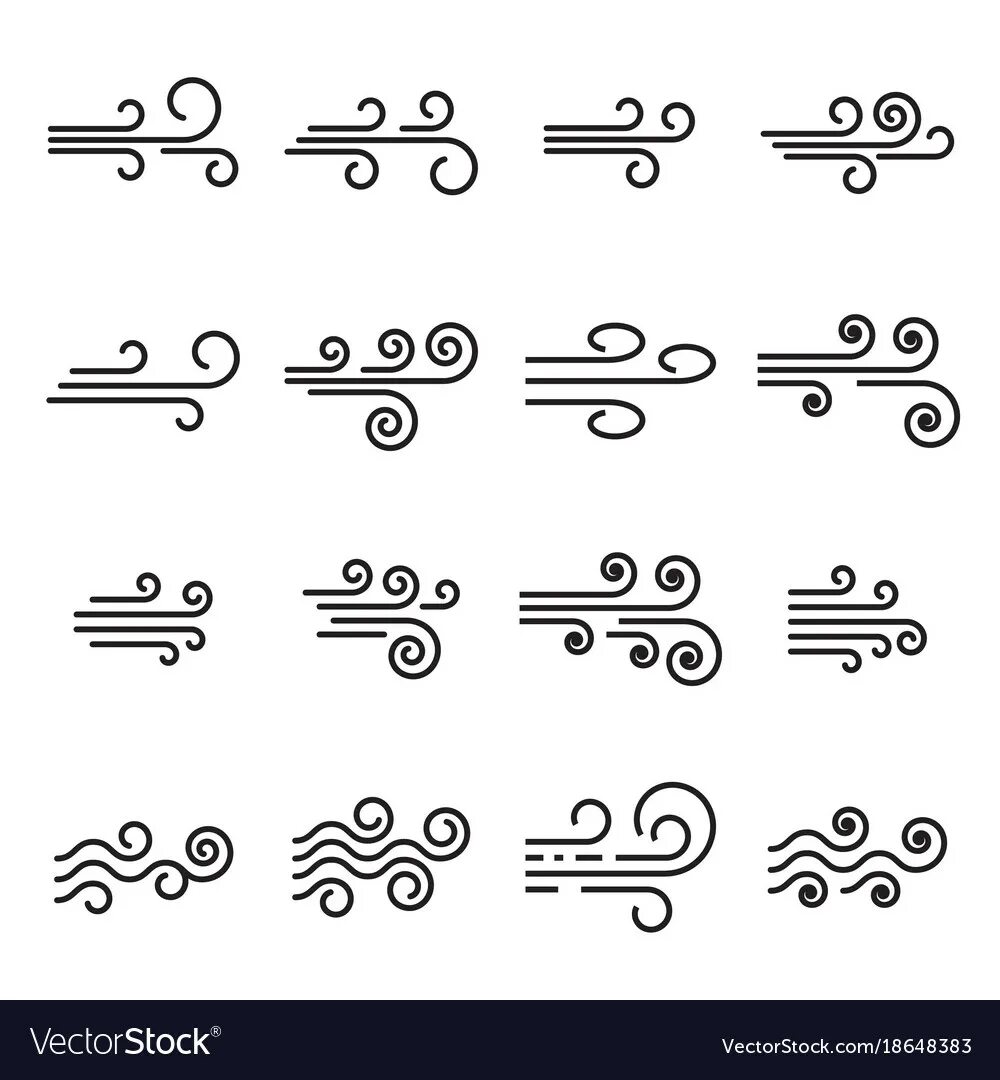 Line symbols. Linear symbols. Wind lines.
