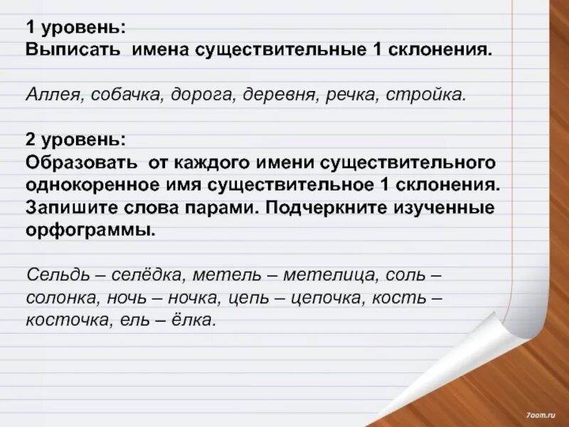 Выписать имена существительные. Выписать имена существительные 1 склонения. Аллея склонение. Существительное аллея склоняется ?.