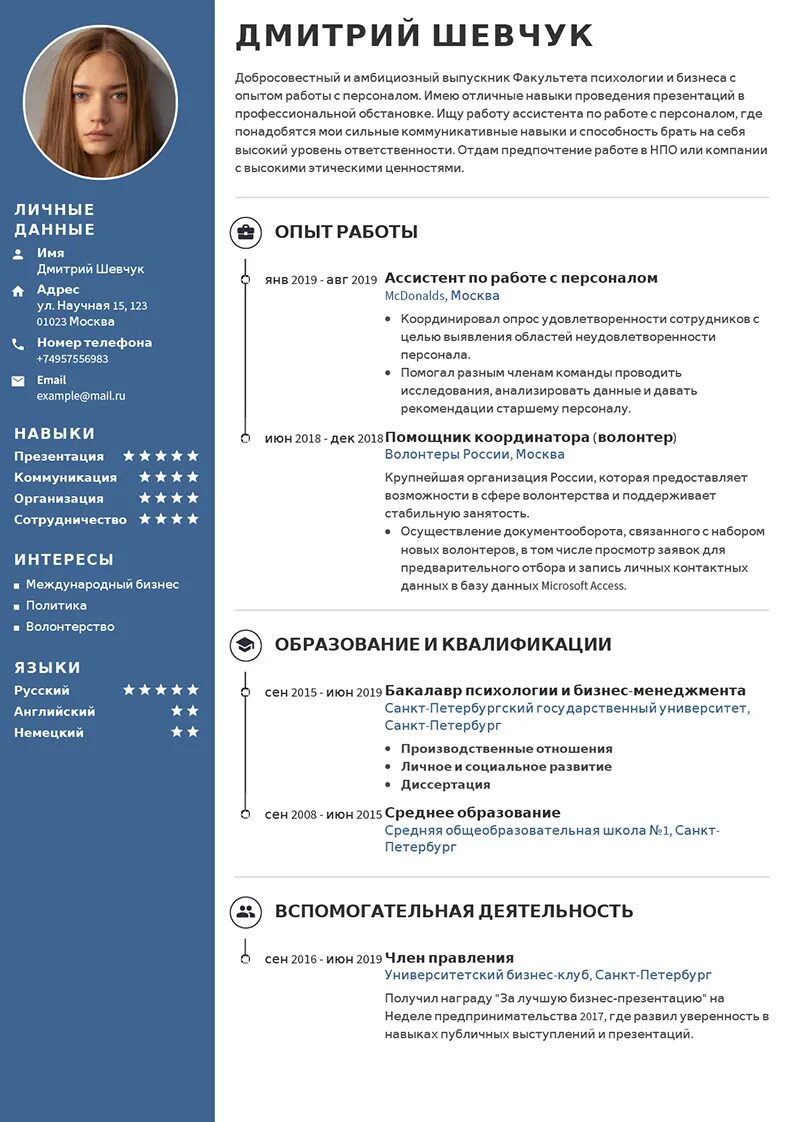 Сделать cv