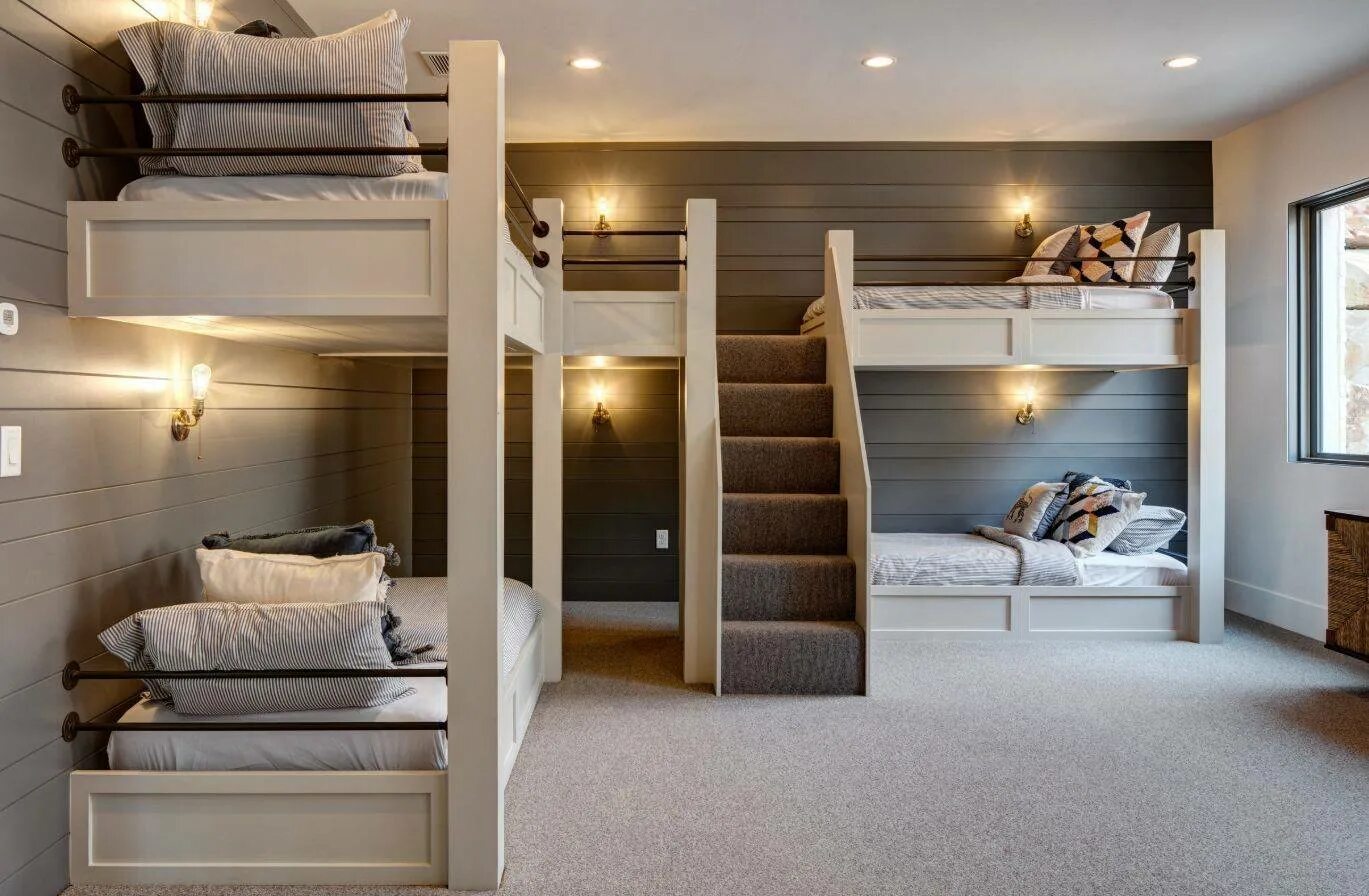 Двухэтажный спальный. Комната с двухэтажной кроватью. Комната с двухъярусной кроватью. Спальня с двук итажной кроватью. Спальня с двухъярусной кроватью.