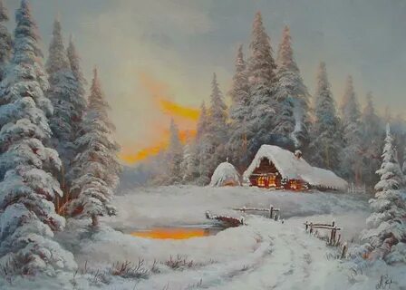 Картины зима пейзажи