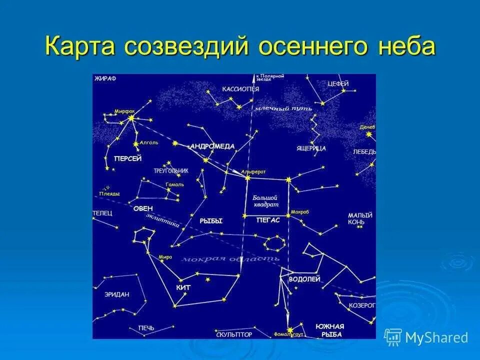 Осенние созвездия рассказы. Карта созвездий. Осенние созвездия. Карта звездного неба. Название созвездий 2 класс.